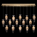 Essence Linear Teardrop Multi Light Pendant - Gold Leaf / Gold Saffron