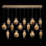 Essence Linear Mixed Multi Light Pendant - Gold Leaf / Gold Jasmine / Saffron Mix