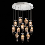 Essence Teardrop Multi Light Pendant - Silver Leaf / Gold Saffron