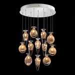 Essence Mixed Multi Light Pendant - Silver Leaf / Gold Jasmine / Saffron Mix