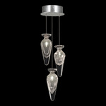 Essence Teardrop Multi Light Pendant - Silver Leaf / Silver Saffron
