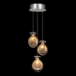 Essence Round Multi Light Pendant - Silver Leaf / Gold Jasmine