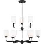 Emile Tiered Chandelier - Midnight Black / Etched White