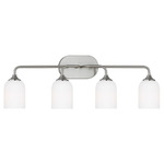 Emile Bathroom Vanity Light - Brushed Steel / Etched White