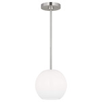 Rory Pendant - Brushed Steel / Clear / White