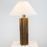 Fin Shade Table Lamp - Gold / Off White