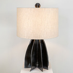 Flute Wide Table Lamp - Reflective Black / Natural