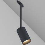 CM1 Cylinder Hang Straight Adjustable Ceiling Light - Black Powdercoat / Black Baffle