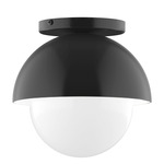 Axis Arcade Ceiling Light with Glass Globe - Black / Opal