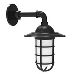 Vaportite Straight Arm Cap Outdoor Wall Sconce - Black / Clear