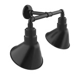 Angle 2-Light Straight Arm Outdoor Wall Light - Black