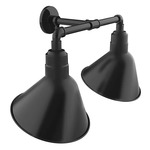 Angle 2-Light Straight Arm Outdoor Wall Light - Black