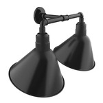 Angle 2-Light Straight Arm Outdoor Wall Light - Black