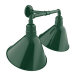 Angle 2-Light Straight Arm Outdoor Wall Light - Forest Green