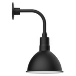 Deep Bowl Drop Arm Outdoor Wall Light - Black