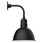 Deep Bowl Drop Arm Outdoor Wall Light - Black