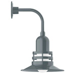 Atomic Curved Arm Outdoor Wall Light - Slate Gray / Clear