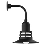 Atomic Curved Arm Outdoor Wall Light - Black / Clear