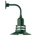 Atomic Curved Arm Outdoor Wall Light - Forest Green / Clear
