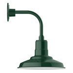 Warehouse Drop Curved Arm Outdoor Wall Light - Forest Green