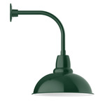 Cafe Drop Arm Outdoor Wall Light - Forest Green / White