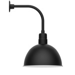 Deep Bowl Drop Arm Outdoor Wall Light - Black