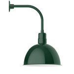 Deep Bowl Drop Arm Outdoor Wall Light - Forest Green