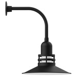 Atomic Curved Arm Outdoor Wall Light - Black / Clear