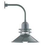 Atomic Rings Curved Arm Outdoor Wall Light - Slate Gray / Clear