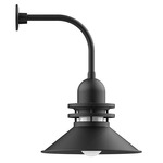 Atomic Rings Curved Arm Outdoor Wall Light - Black / Clear