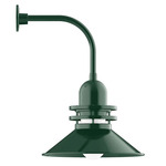 Atomic Rings Curved Arm Outdoor Wall Light - Forest Green / Clear
