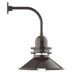 Atomic Rings Curved Arm Outdoor Wall Light - Architectural Bronze / Clear