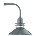 Atomic Rings Curved Arm Outdoor Wall Light - Slate Gray / Clear