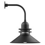 Atomic Rings Curved Arm Outdoor Wall Light - Black / Clear