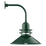 Atomic Rings Curved Arm Outdoor Wall Light - Forest Green / Clear