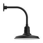 Warehouse Drop Curved Arm Outdoor Wall Light - Black