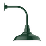 Warehouse Drop Curved Arm Outdoor Wall Light - Forest Green