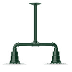 Radial 2 Light Linear Outdoor Pendant - Forest Green
