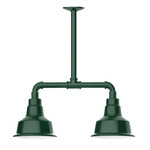 Warehouse 2 Light Linear Outdoor Pendant - Forest Green
