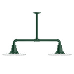 Radial 2 Light Linear Outdoor Pendant - Forest Green