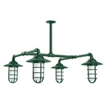 Vaportite 4 Light Square Outside Pendant - Forest Green / Clear