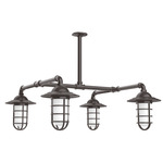 Vaportite 4 Light Square Outside Pendant - Architectural Bronze / Clear