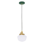 Uno Pendant - Brushed Brass / Forest Green