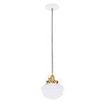 Uno Pendant - Brushed Brass / White