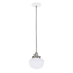 Uno Pendant - Brushed Nickel / White