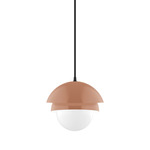 Nest Small Cord Hung Pendant with Glass Globe - Terracotta / Opal