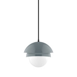Nest Small Cord Hung Pendant with Glass Globe - Slate Gray / Opal
