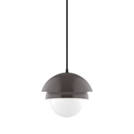 Nest Small Cord Hung Pendant with Glass Globe - Architectural Bronze / Opal