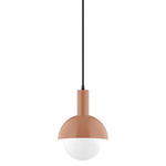 Stack Ray Small Pendant with Glass Globe - Terracotta / Opal