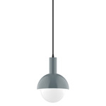 Stack Ray Small Pendant with Glass Globe - Slate Gray / Opal
